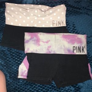 2 pair of PINK yoga shorts. XS.